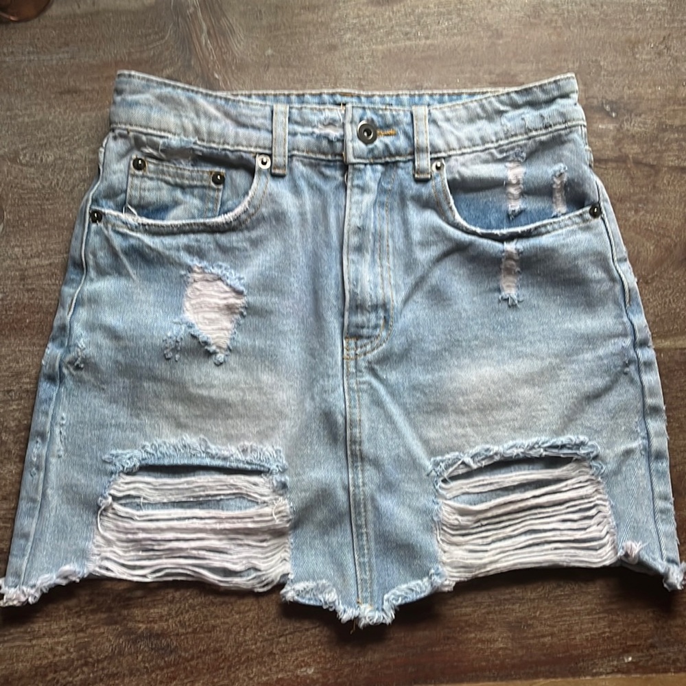 light wash skirt